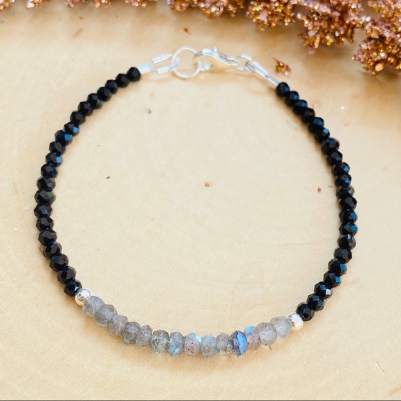 Labradorite & Spinel Gems Sterling Silver Bracelet - Picture 5 of 8